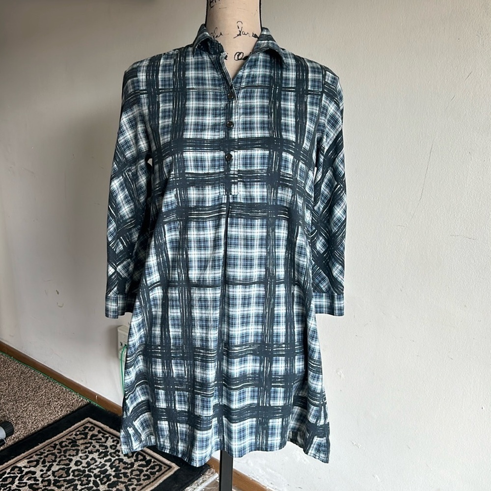 Burberry Brit Plaid Blue White Tunic Size XS - Picture 4 of 16